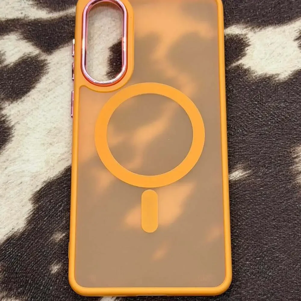 Samsung Galaxy S25 Edge Magnetic Matte Phone Case Orange